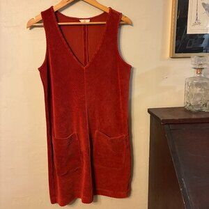 Red Marine Layer V Neck Shift Dress with Front Pockets